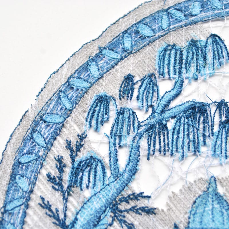 “Plates-detail”, 2017, 12” x 12”, Thread, Machine Embroidery, Photo Amanda McCavour, copyright Amanda McCavour