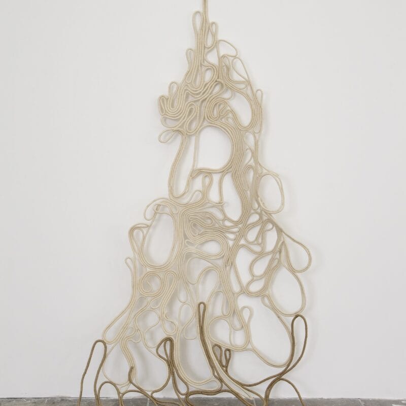 Erika Giacalone, Methamorphosis 2019, twine rope weaving, 170 x 20 x 60 cm