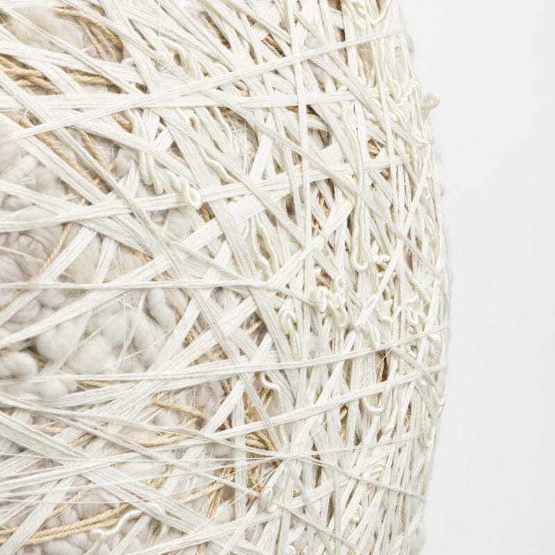 Sheila Hicks, Polar Comet, 2020. Linen, wool, natural fibers and synthetic fibers. 105×105×37 cm. Courtesy the artist and Francesca Minini. Photo Andrea Rossetti