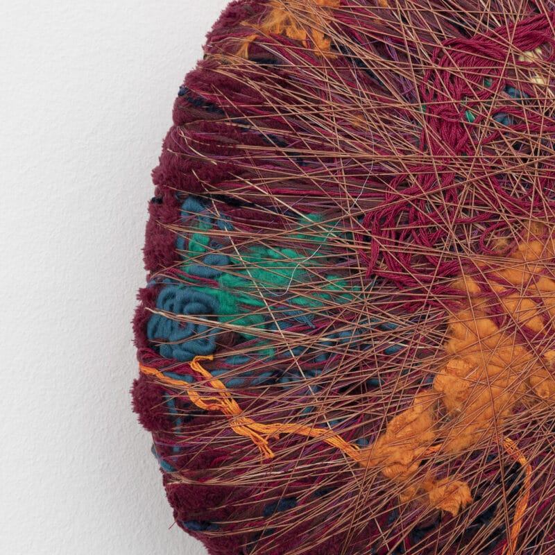 Sheila Hicks. Natural and synthetic fibers. 60×54×19 cm. Courtesy the artist and Francesca Minini. Photo Andrea Rossetti