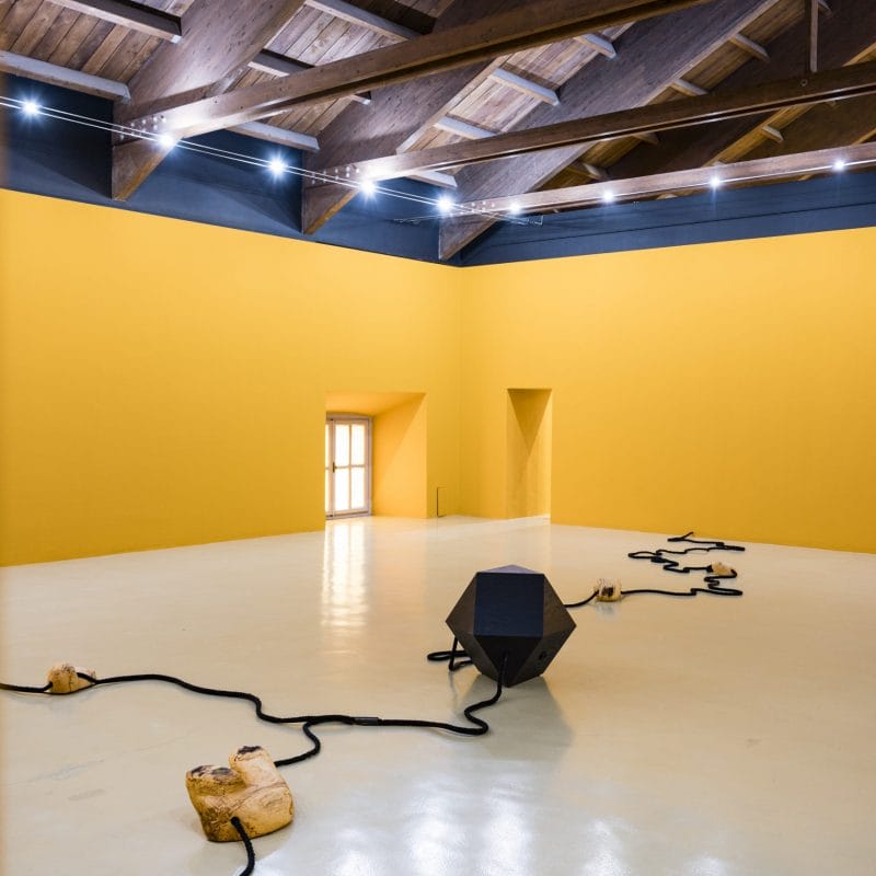 6. Installation view of the exhibition Otobong Nkanga. Of Cords Curling around Mountains