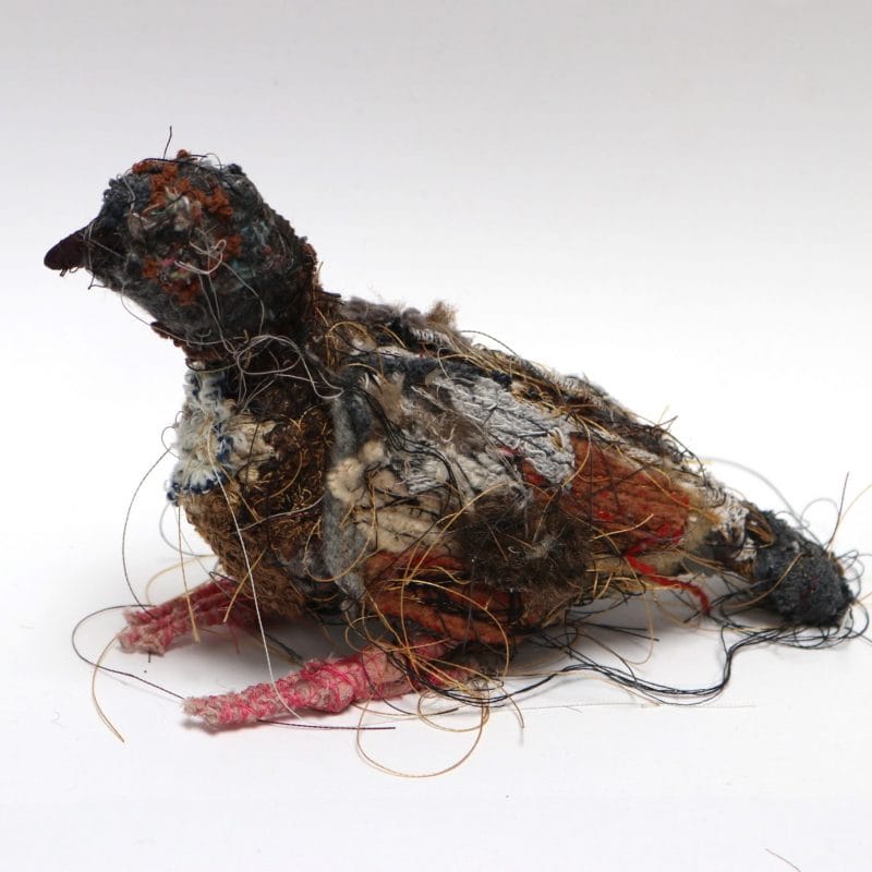 Bird #8, fabric, thread, wire, glue, and mixed media 7" x 4.5" x 3" 2021. Photo courtesy of Walter Maciel Gallery