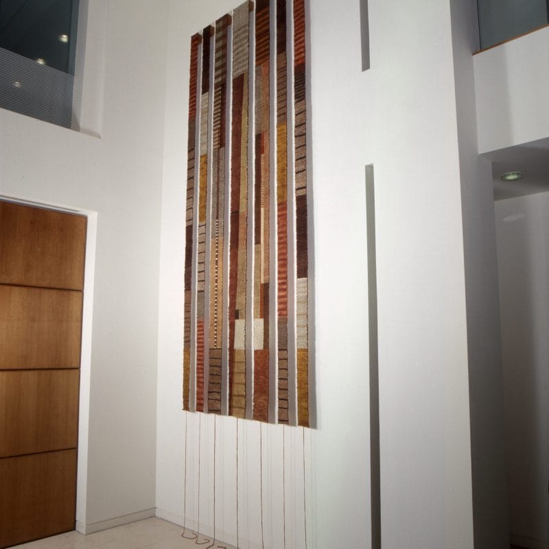 “Encoded”, 2000, Printed, pleated, stitched linen. 487cm x 145cm. Commissioned by Argent PLC for 6 Brindley Place, Birmingham
Play, copyright Caroline Bartlett