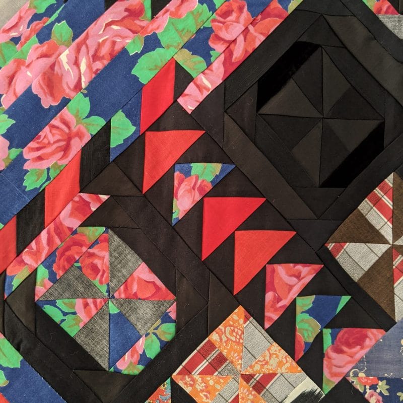 “Traditional Quilt-detail”, 2018, pieced and hand appliqued, old textiles from Uzbekistan, Turkey and Turkmenistan, 65 x 43", photo courtesy of Ai Kijima, copyright Ai Kijima