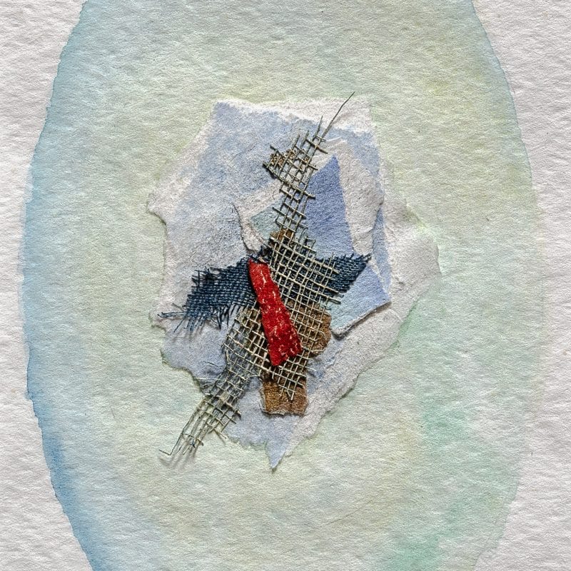 “Haiku 14”, acquerello e collage, 24x16cm, 2000
