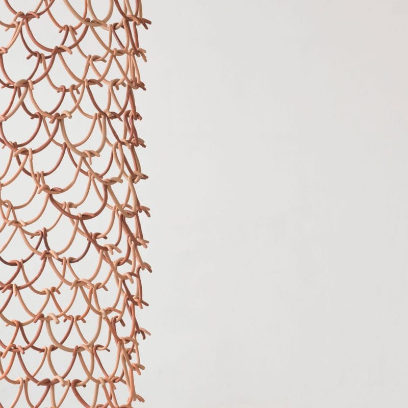 “struttura tessile n. 12”, terracotta, Ø:42cm altezza variabile, 2020. Ph. Credit Cosimo Quartana