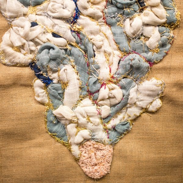 Florencia Martinez Detail 'Cosa hai nella testa' 2019 stitched fabric. Photo credits Kristina Bychkova