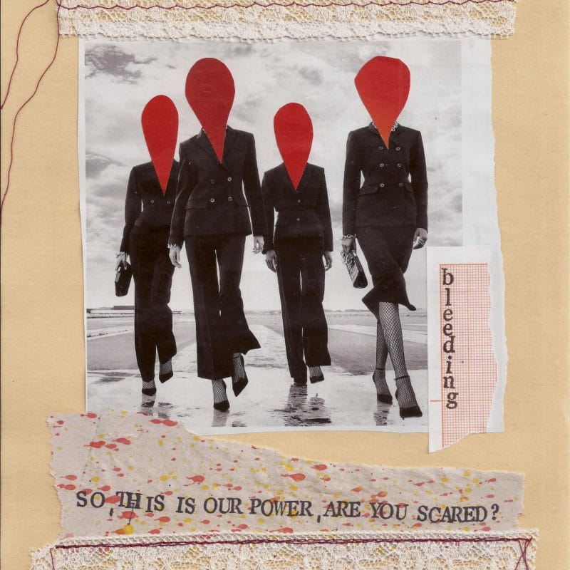 Alice Biondin, SO, THIS IS OUR POWER, ARE YOU SCARED?, 32,5x41 cm (with frame), 21x29,7 cm (without frame), 2021, mixed technique collage.