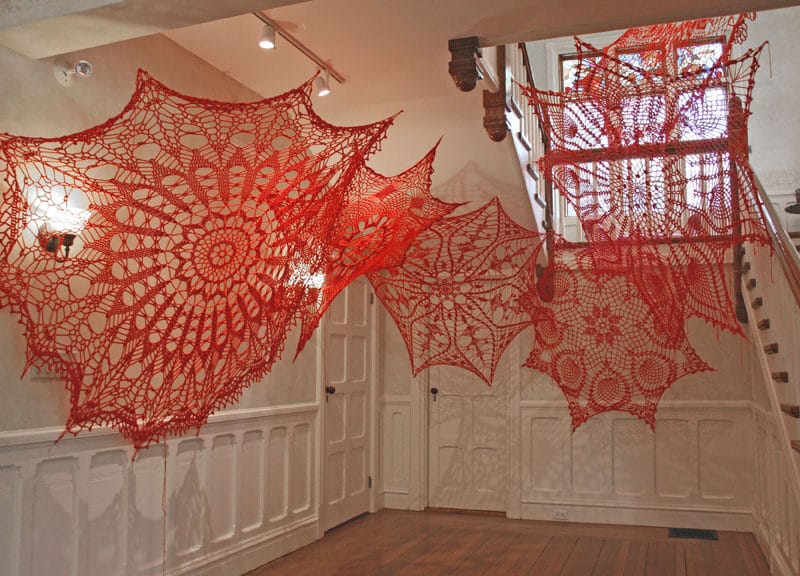 Keeping Up Appearances (Highfield Hall and Gardens, Falmouth, MA), site-specific 
installation 20’ tall x 10’ wide x 10’ deep, crocheted cotton yarn, 2017