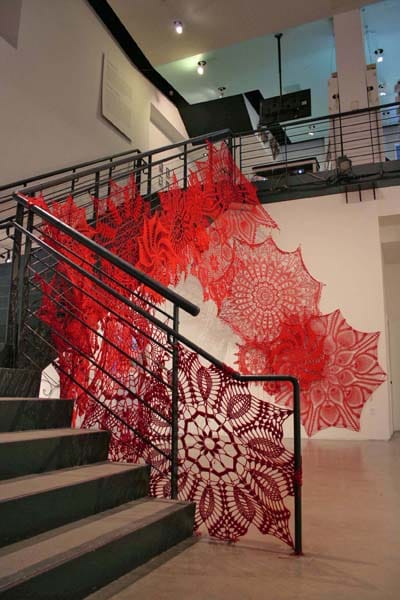 Keeping Up Appearances (San Diego Art Institute, San Diego, CA), site-specific 
installation 12’ tall x 30' long x 6' deep, crocheted cotton yarn, 2017