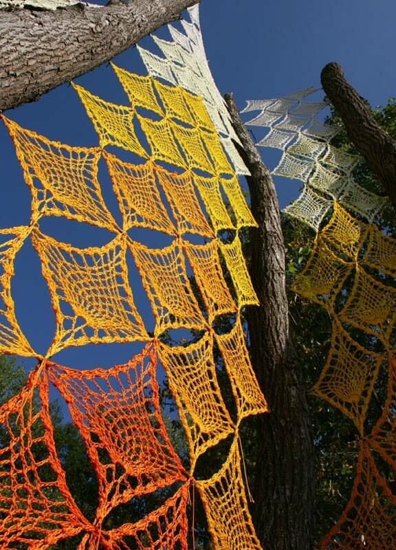 The Yellow Wallpaper (Franconia Sculpture Park, Shafer, MN) site-specific installation 
25’ tall x 20’ wide, crocheted nylon yarn, 2020