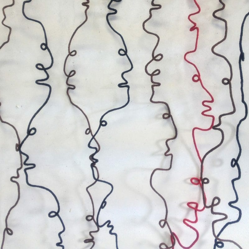 Face Off detail. 2013. Wire and fiber knit structures. 96”x 80”x56”. Photo credit Adrianne Sloane