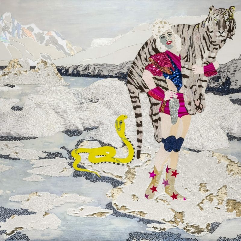 Arctic Charade # Swagger, embroidery and leather sequins acrylics fibres 130 x 140 cm, copyright Preta Wolzak