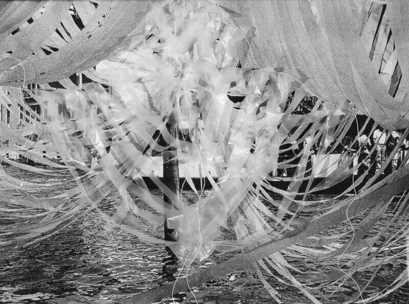 Gisella Meo, Le onde del quadrato, 1980-2023, intervention with polyethylene inserts on photo