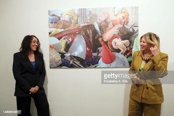 ROME, ITALY - MAY 13: Artist Zoè Gruni and curator Camilla Boemio attend the "Fromoso" art exhibition by Zoè Gruni at Galleria Bruno Lisi on May 13, 2023 in Rome, Italy. (Photo by Elisabetta A. Villa/Getty Images)