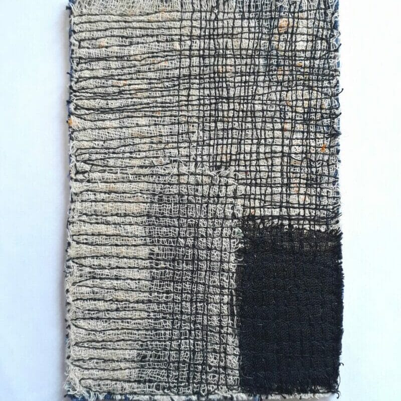 Winter note. Machine stitch on calico with black square 2021
